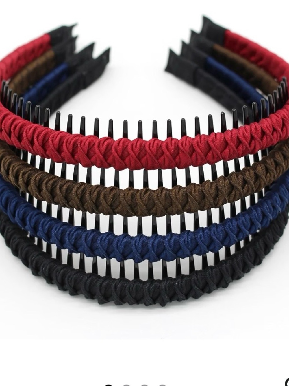 Braided Multi-Pack Headbands – Black, Navy, Brown, Red